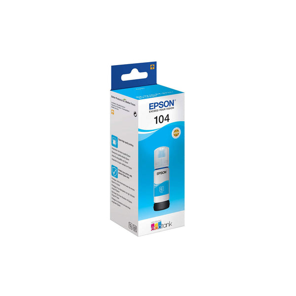 Bouteille d'encre Epson 104 EcoTank cyan (C13T00P240, 65 ml) – vue 1