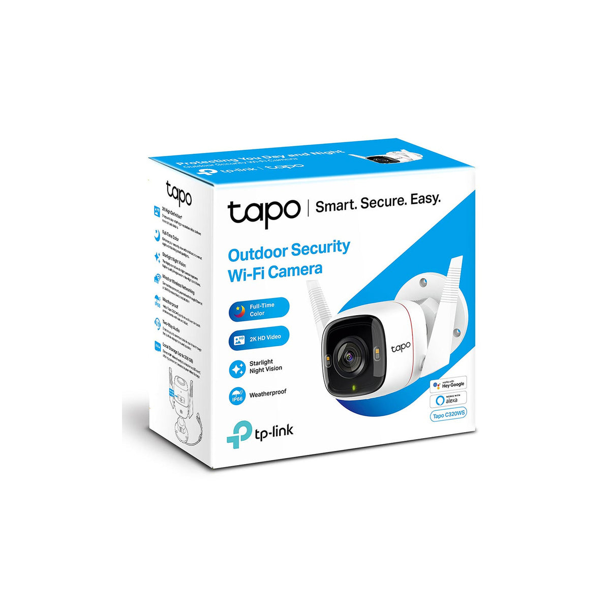 Caméra de surveillance extérieure Wi-Fi TP-Link Tapo C320WS 2K QHD (vision nocturne couleur, IP66) – vue 1