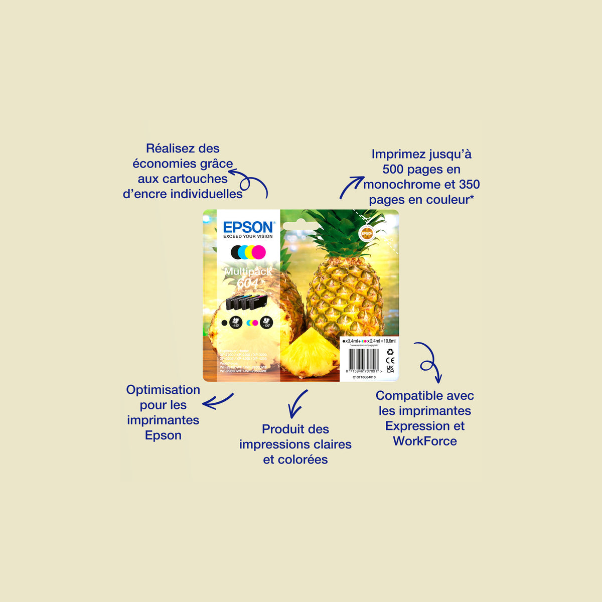 Epson Singlepack Cyan 604 Ink – vue 1
