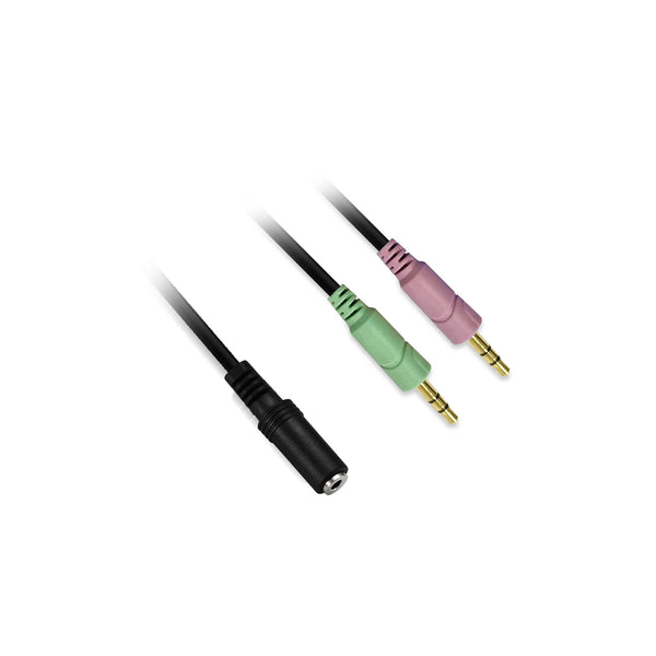 Adaptateur D2 casque-micro : 2 × jack 3,5 mm mâle vers jack 3,5 mm femelle (20 cm) – vue 1