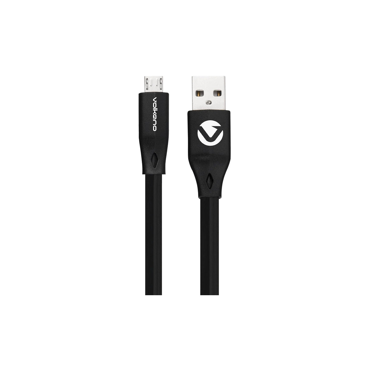 Câble plat USB-A vers micro-USB Volkano Slim Series – 1,2 m noir (VK-20082-BK) – vue 1