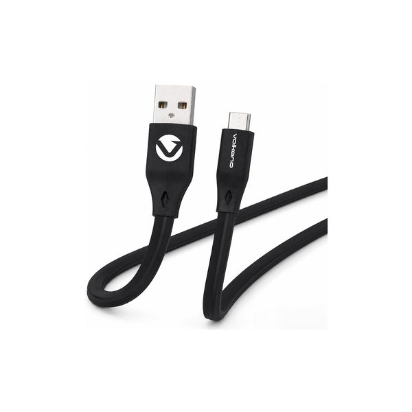 Câble plat USB-A vers USB-C Volkano Slim Series – 1,2 m noir (VK-20085-BK) – vue 1