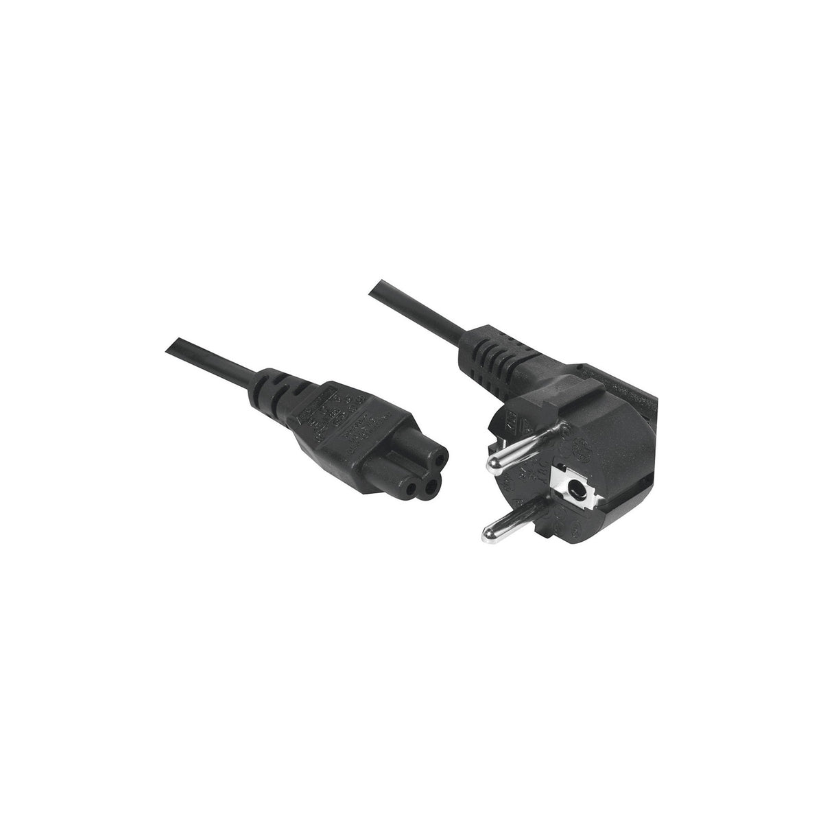 Cordon d'alimentation tripolaire PC CEE7 / C5 noir - 1,8 m – vue 1
