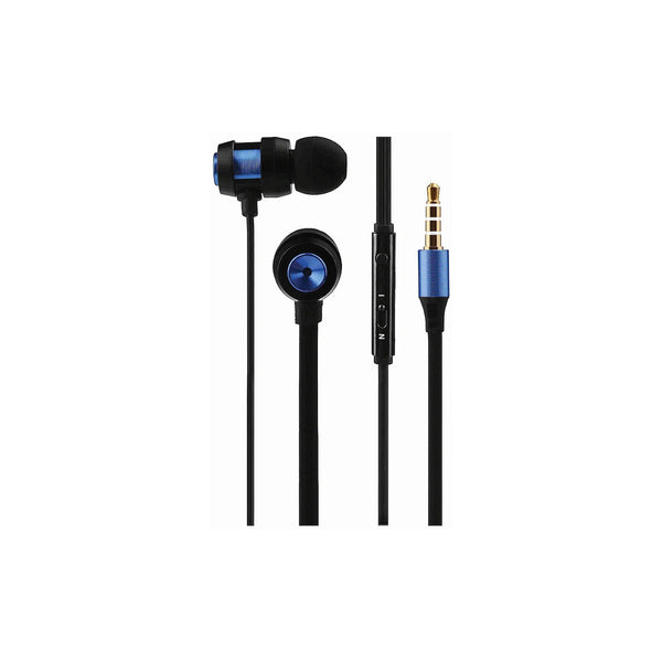 Écouteurs filaires intra-auriculaires Volkano Alloy Series – bleu (VK-1007-BL) – vue 1