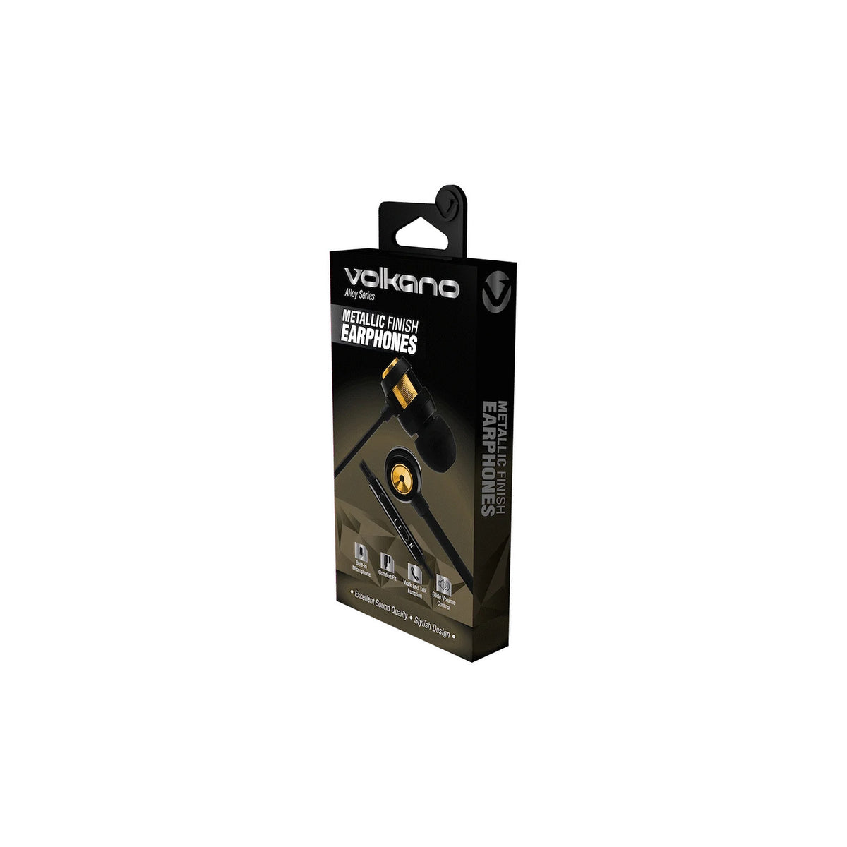 Écouteurs filaires intra-auriculaires Volkano Alloy Series – doré (VK-1007-GD) – vue 2