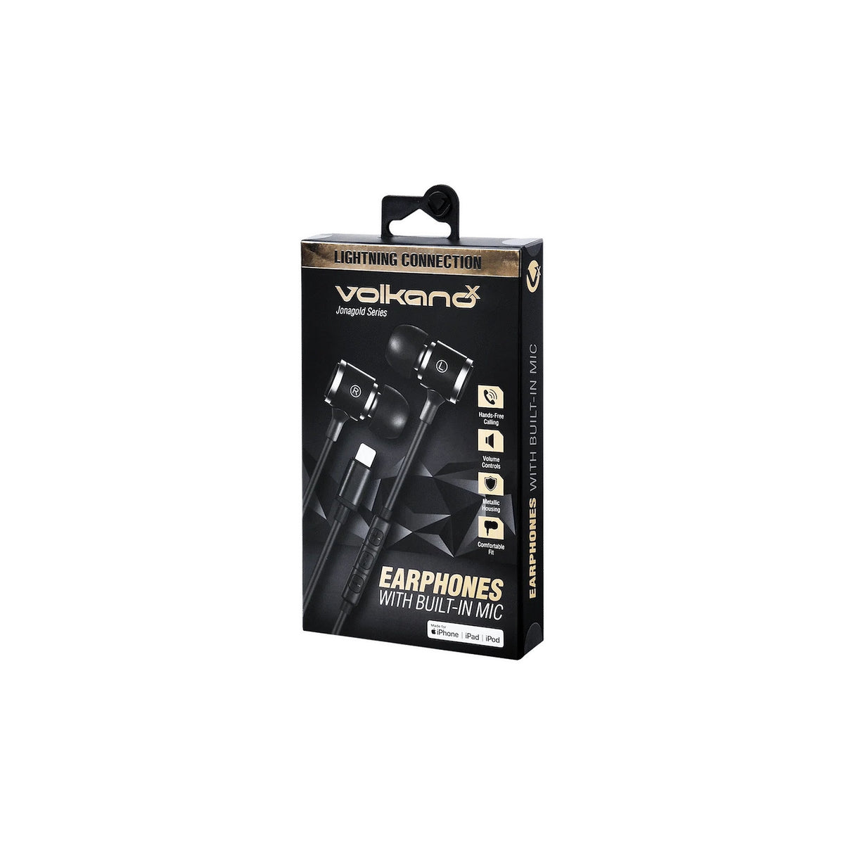 Écouteurs filaires Lightning MFi VolkanoX Jonagold Series (VK-1001-BK) – vue 2