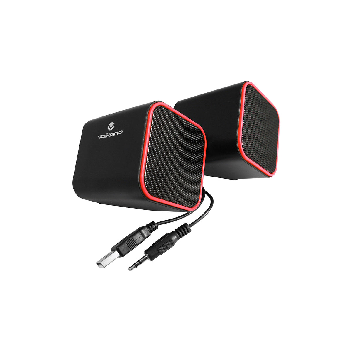 Enceintes USB pour PC Volkano Diamond Series – rouge (VB-702-RED) – vue 1