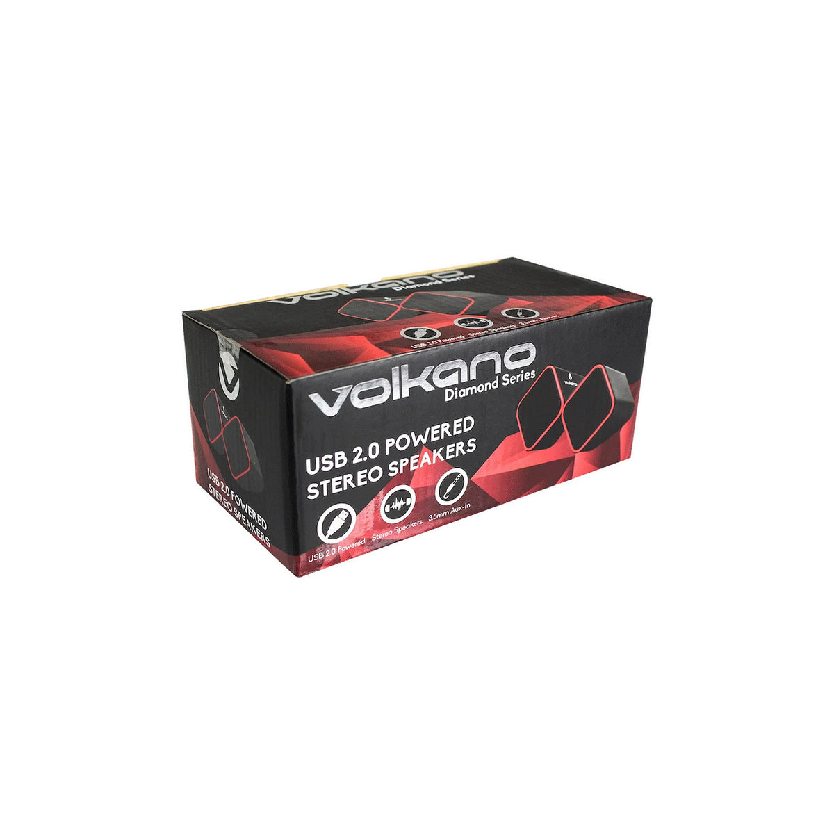 Enceintes USB pour PC Volkano Diamond Series – rouge (VB-702-RED) – vue 3