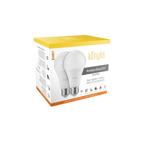 Konyks Antalya Color E27 Dual Pack – Lot de 2 ampoules LED E27 Wi-Fi+BT, 11W – vue 1