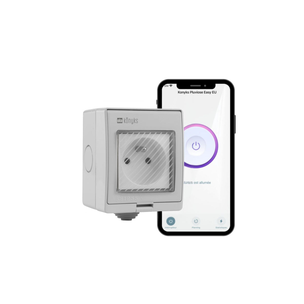 Konyks Pluviose FR – Prise extérieure Wi-Fi + BT 16A IP55 avec compteur – vue 2