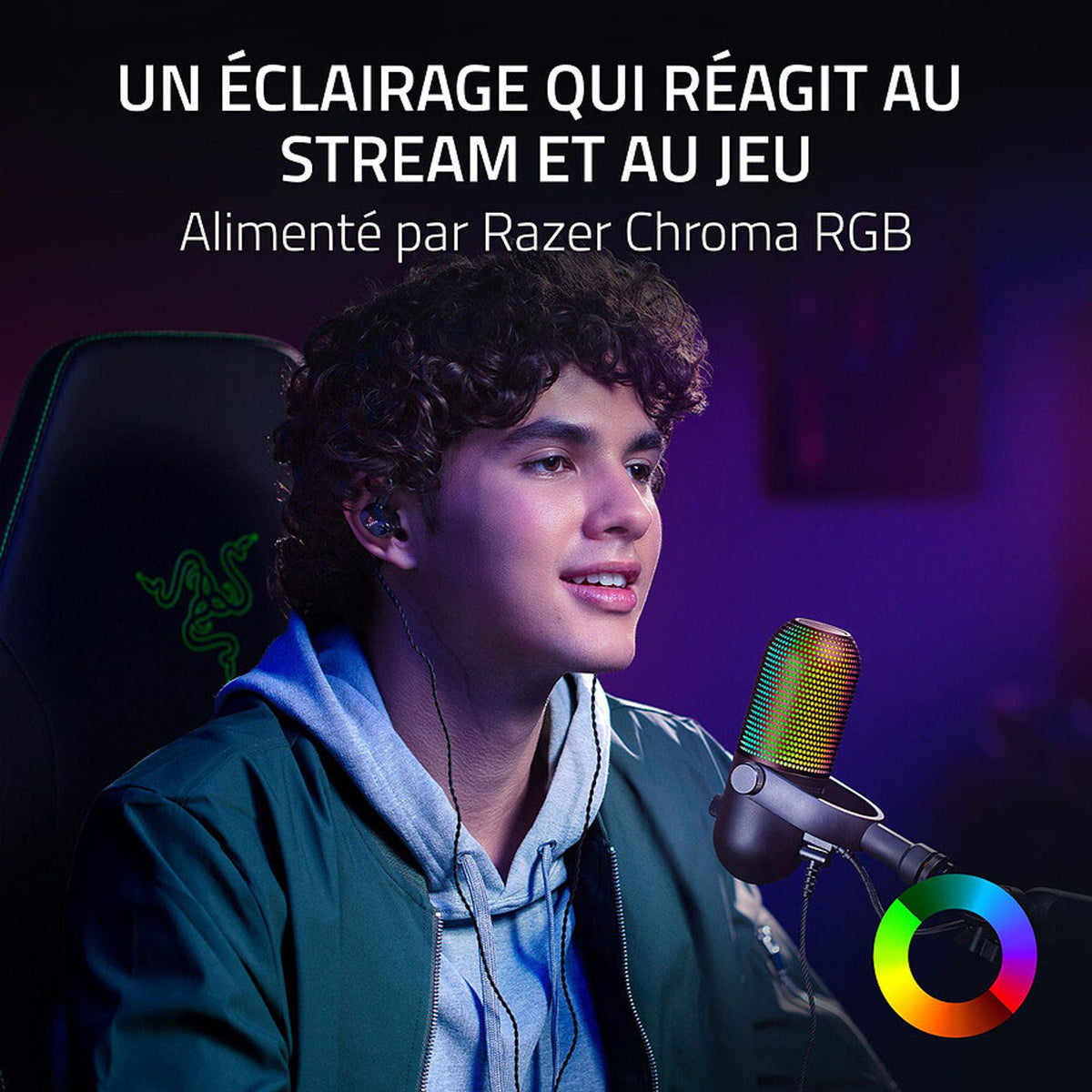 Microphone USB Razer Seiren V3 Chroma (électrostatique, Tap-to-Mute, éclairage RGB Chroma) – noir – vue 2