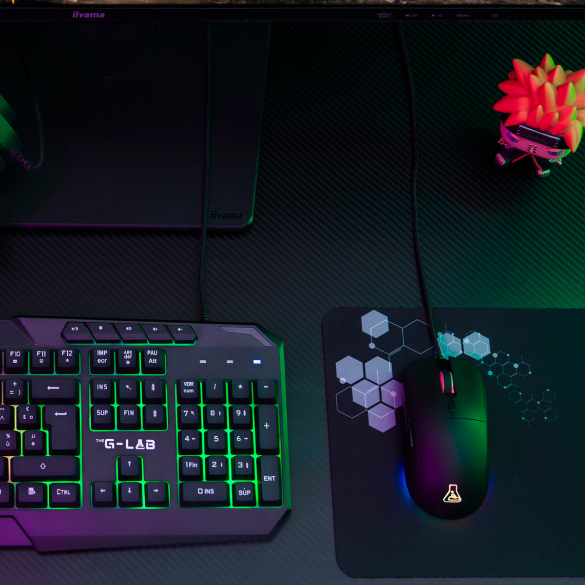 Pack gaming 4-en-1 The G-LAB Combo Natrium (clavier, souris, casque, tapis – AZERTY) – vue 3