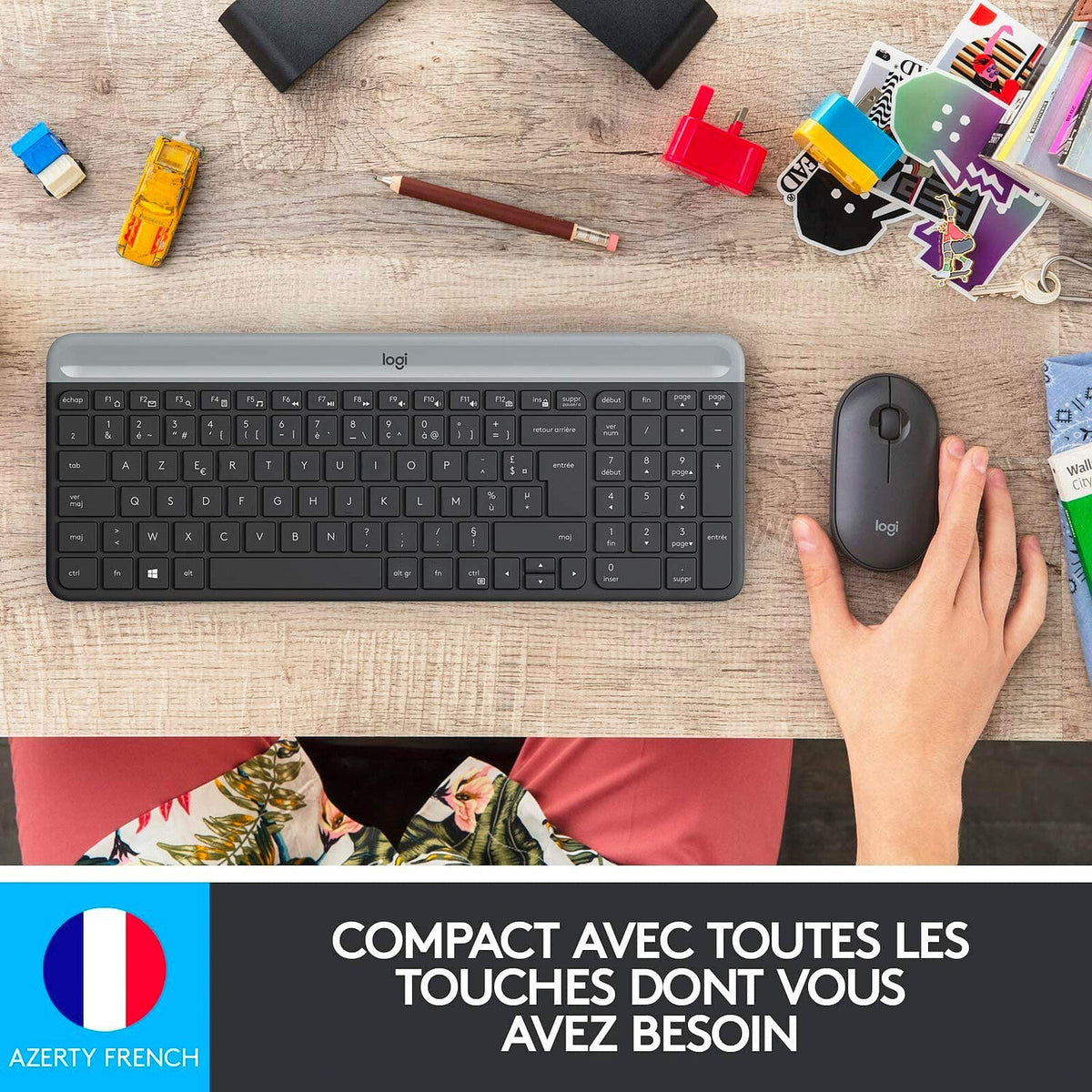 Ensemble clavier et souris sans fil ultra-fin MK470 Logitech - Graphite – vue 2