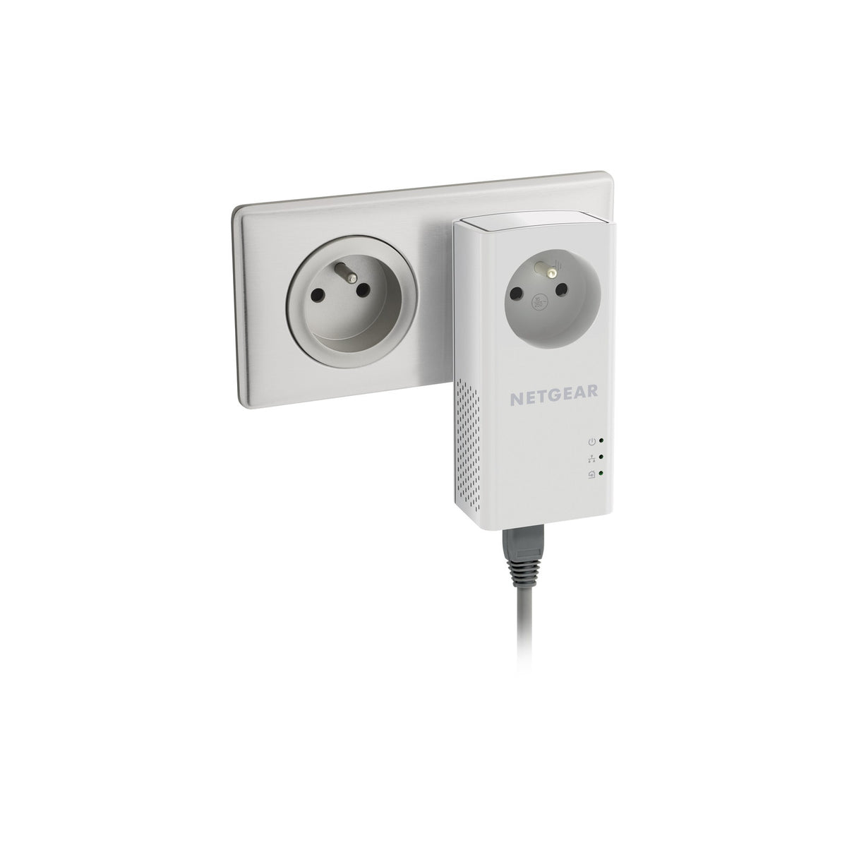 Pack de 2 adaptateurs CPL Gigabit Netgear Powerline 1000 PLP1000 avec prise intégrée – blanc – vue 2