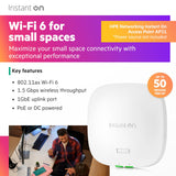 Point d'accès Wi-Fi 6 HPE Aruba Instant On AP21 (RW) 2×2, 1 200 Mbit/s, PoE (S1T09A) – vue 3