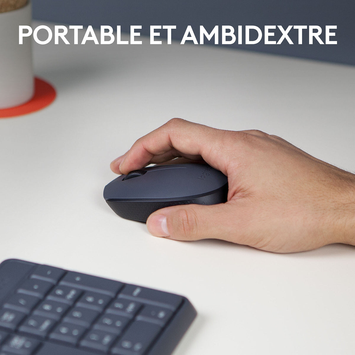 Souris sans fil Logitech M170 (récepteur USB 2,4 GHz, 3 boutons) – gris – vue 2