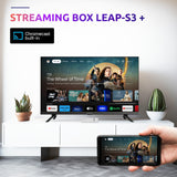 Box TV Android Google TV STRONG LEAP-S3+ v2 4K UHD (Ethernet, Wi-Fi, USB) – blanc – vue 3