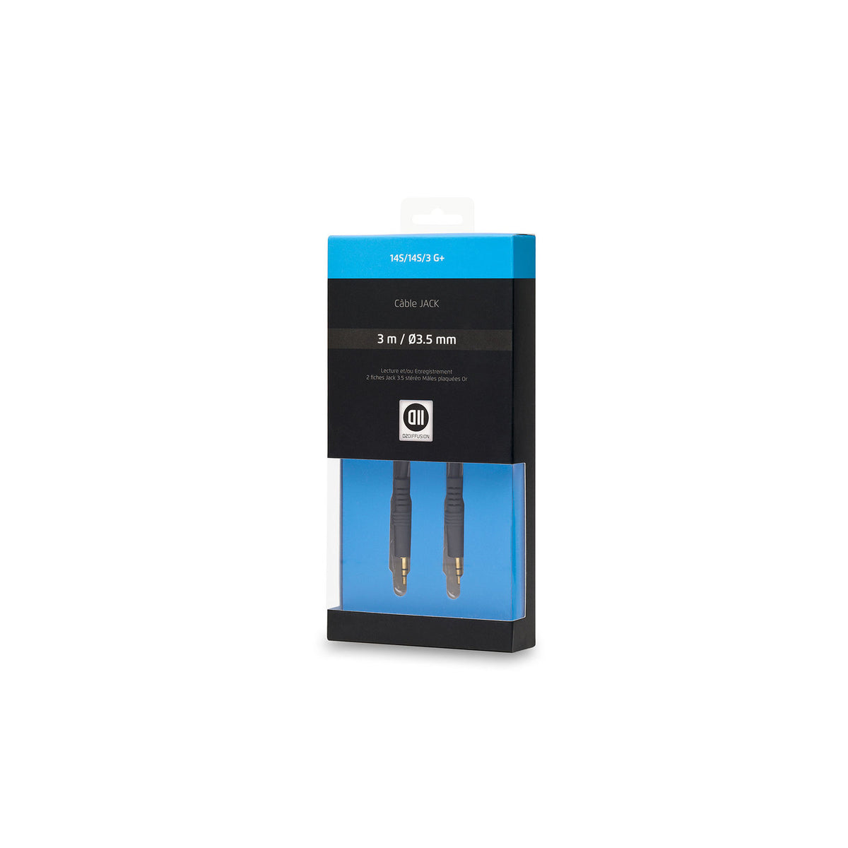 Câble audio D2 jack 3,5 mm mâle/mâle 3 m, fiches plaquées or – vue 1
