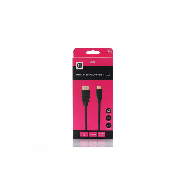 Câble D2 HDMI mâle vers mini HDMI mâle 1,5 m (HDMI 1.4, 2160p, 3D) – vue 1