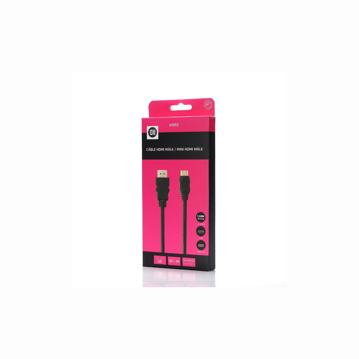 Câble D2 HDMI mâle vers mini HDMI mâle 1,5 m (HDMI 1.4, 2160p, 3D) – vue 3