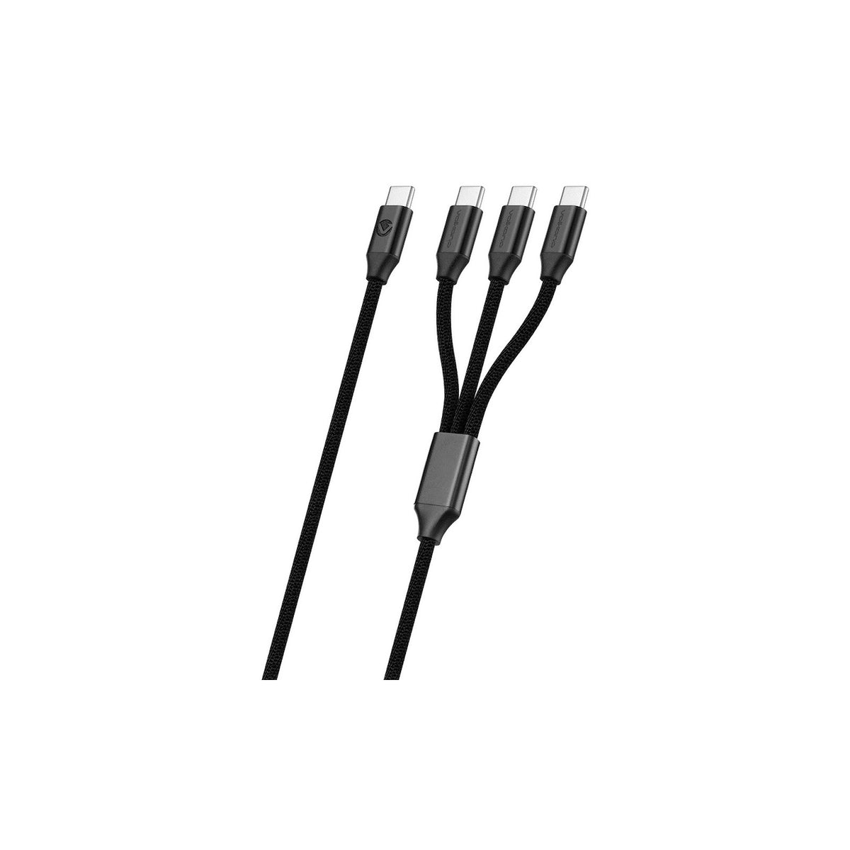 Câble de charge 3-en-1 USB-C 100 W Volkano Weave Series – 1,2 m noir (VK-20238-BK) – vue 2