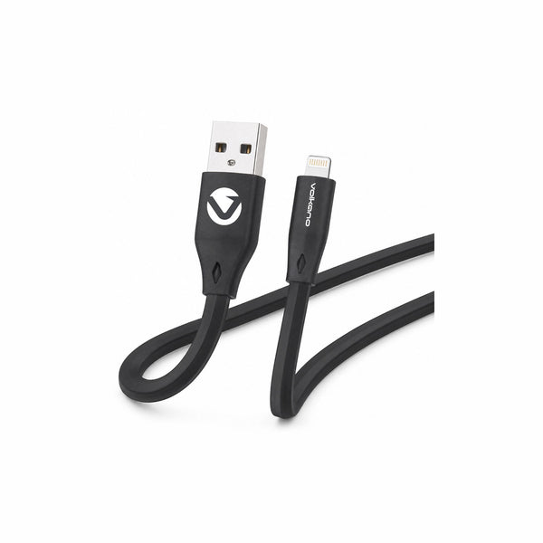 Câble Volkano Slim Series USB-A vers Lightning 1,2 m (plat, PVC renforcé) – noir – vue 1