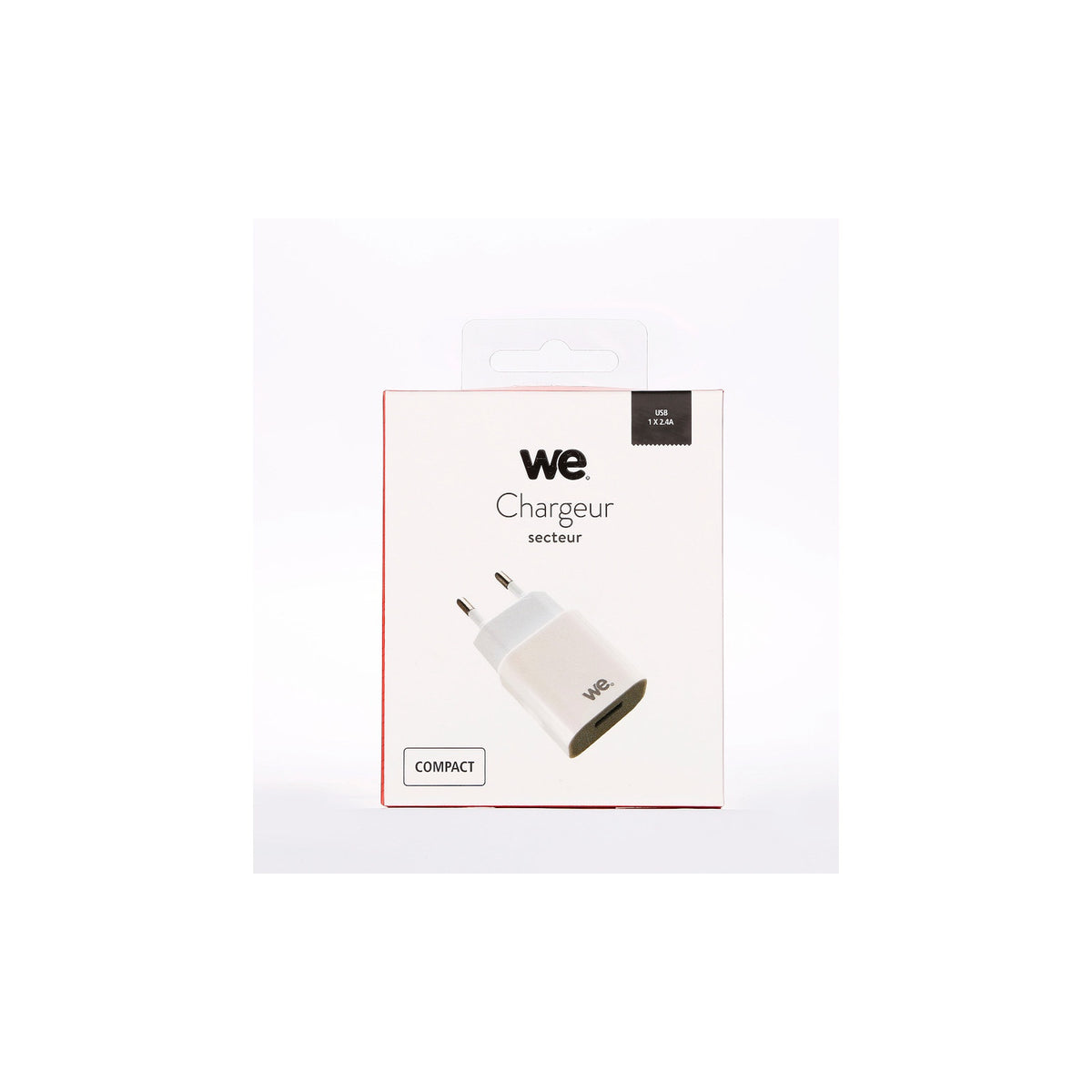 Chargeur secteur WE 1 port USB-A 2,4 A / 12 W – blanc – vue 1