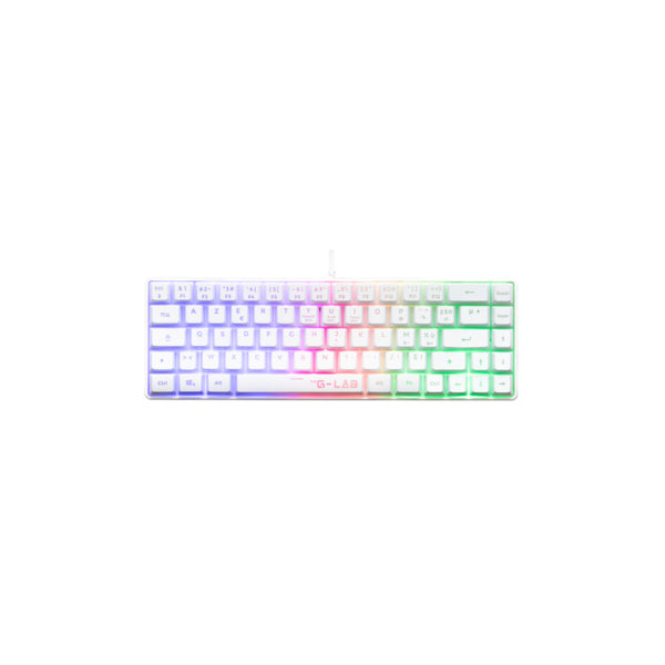 Clavier gaming The G-LAB Keyz Hydrogen 60 % membrane – blanc (AZERTY) – vue 1