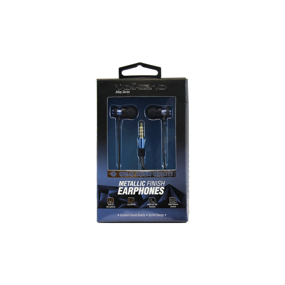 Écouteurs filaires intra-auriculaires Volkano Alloy Series – bleu (VK-1007-BL) – vue 3