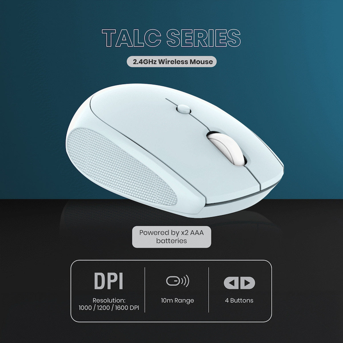 Souris sans fil 2,4 GHz Volkano Talc Series – bleu (VK-20197-BL) – vue 2
