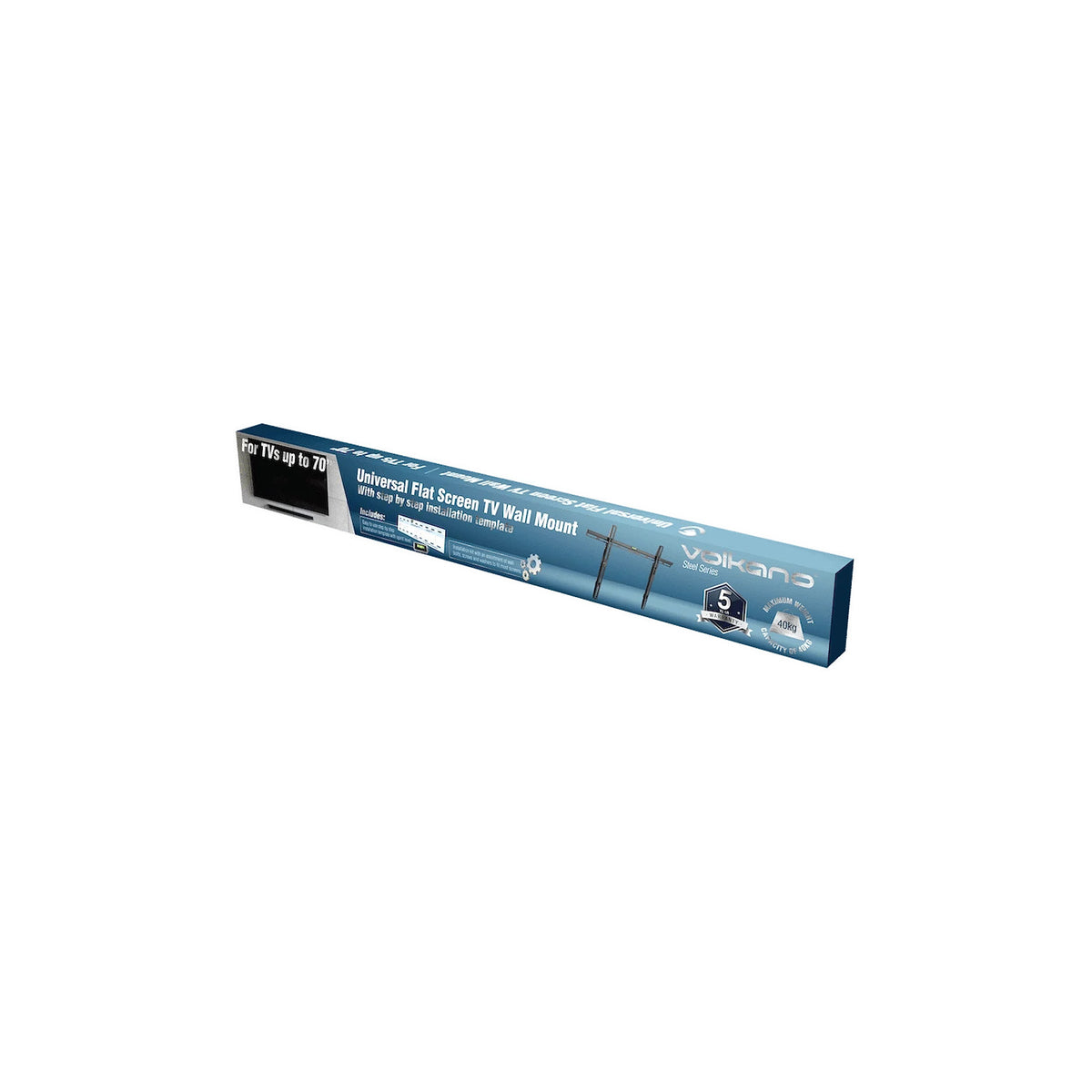 Support mural TV fixe 37–70" Volkano Steel Series – noir (VK-4012-BK) – vue 2