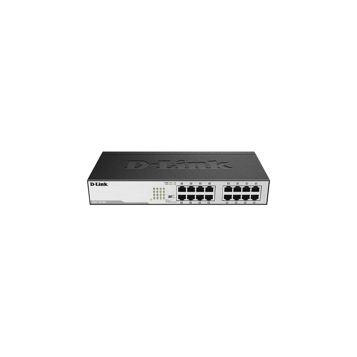 Switch Gigabit 16 ports D-Link DGS-1016D (10/100/1000, non manageable, rackable) – vue 1