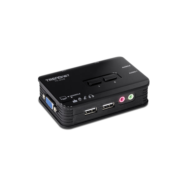 Switch KVM USB/VGA 2 ports avec audio TRENDnet TK-209K (câbles inclus) – vue 1
