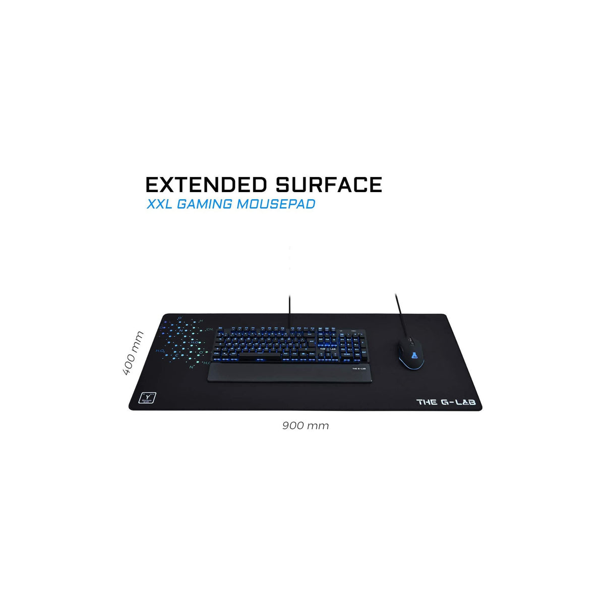Tapis de souris gaming XXL The G-Lab Pad Yttrium 900 × 400 × 4 mm – vue 3