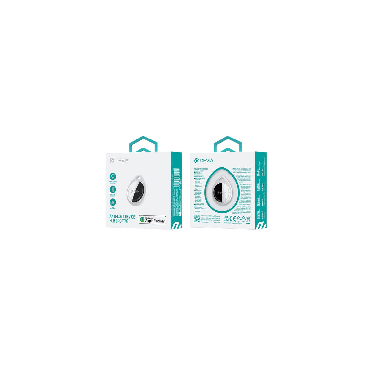 Traqueur Bluetooth Devia Lite Tag compatible Localiser (Apple Find My) – blanc – vue 3