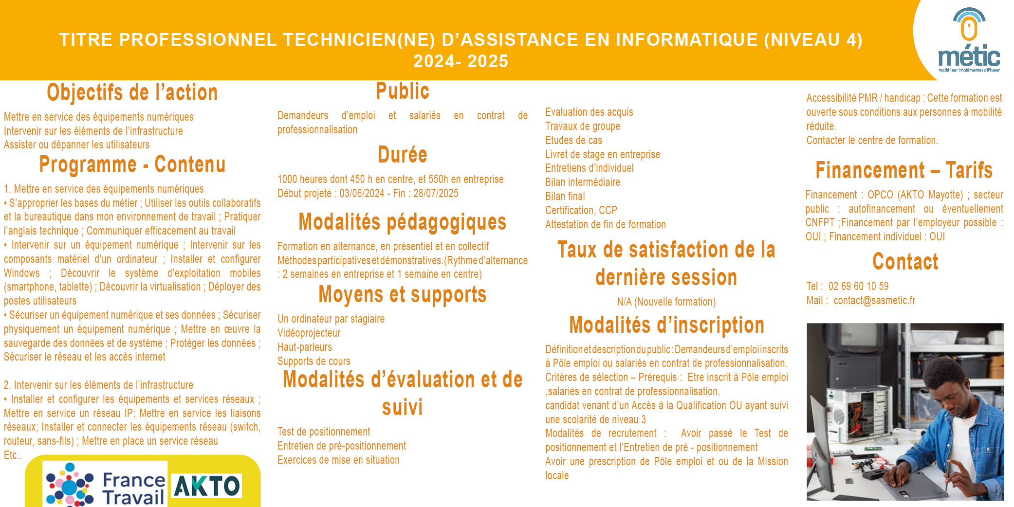 Formation Titre pro en Alternance, Technicien(ne) d'Assistance en Informatique