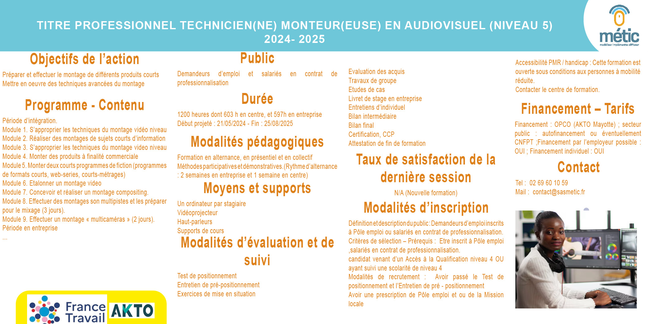 Formation Titre pro en Alternance, Monteur(euse) en Audiovisuel