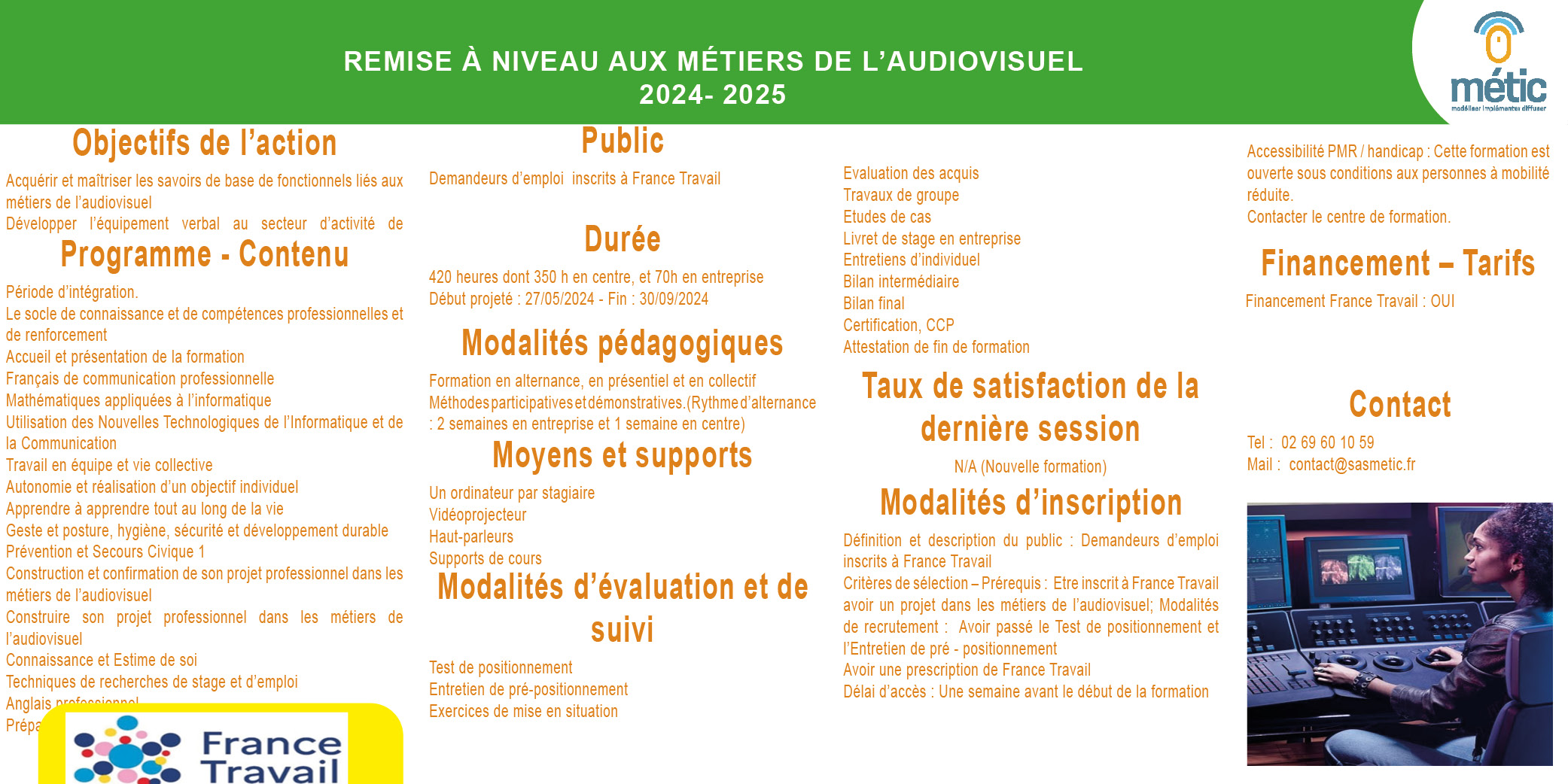 Formation RAN aux métiers de l'audiovisuel